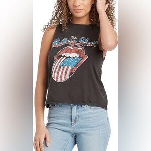 The Rolling Stones Women's Americana Charcoal Graphic Muscle Tank Top Size XXL